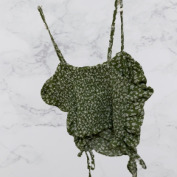 Green ROMWE Drawstring crop top - Picture 2 of 2